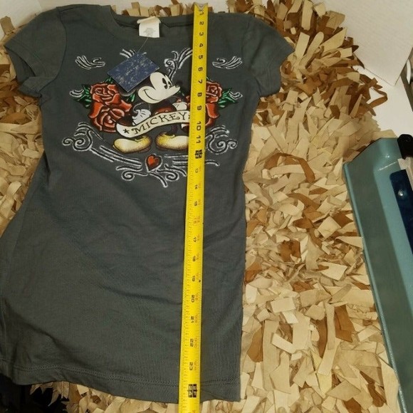Disney Mickey Mouse Womens Gray T Shirt Roses Size Small Jerry Leigh - Picture 11 of 12